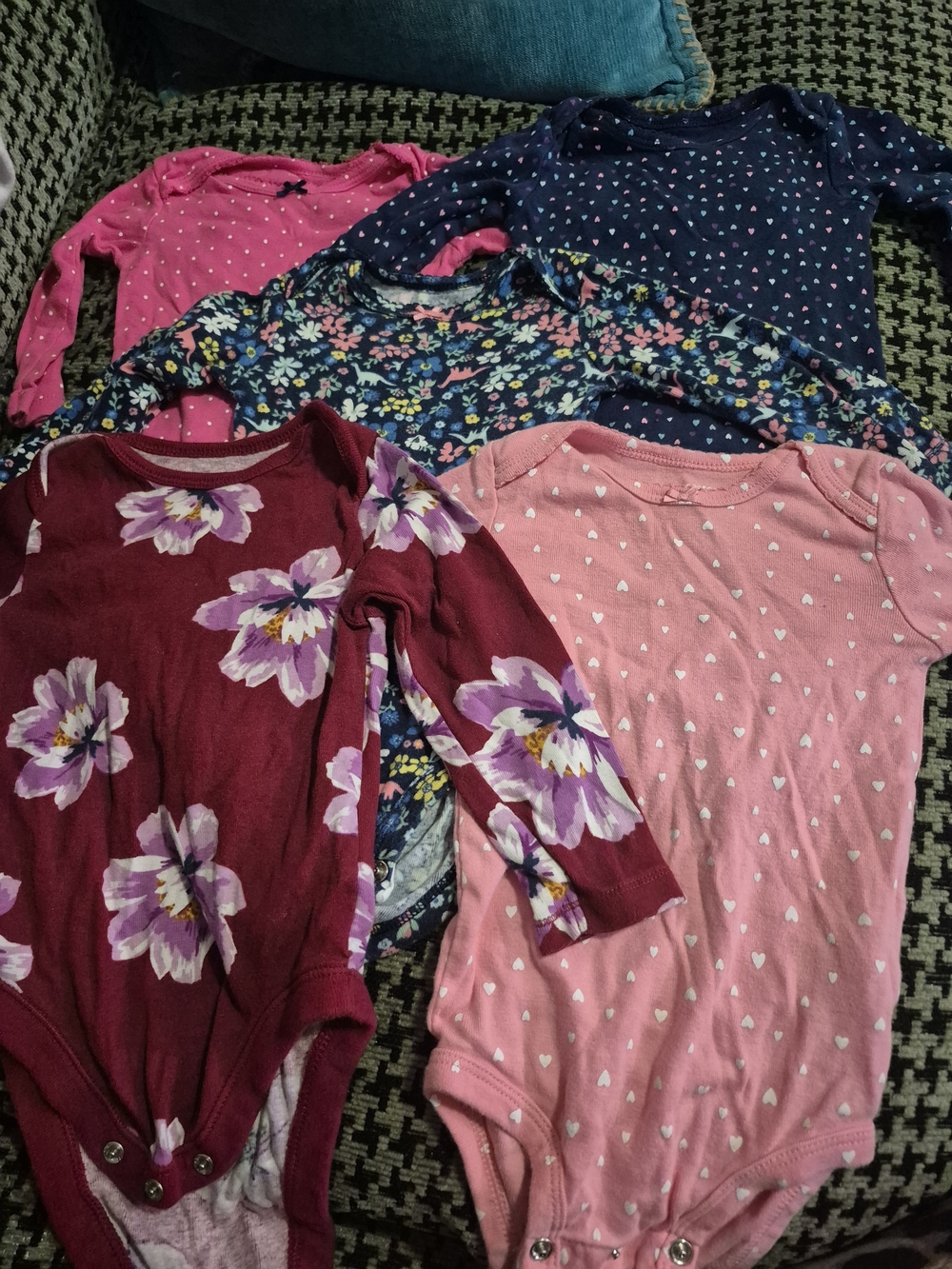 Carter's Girls Long-Sleeve Bodysuit Set - Burgundy, Pink, Navy, Floral